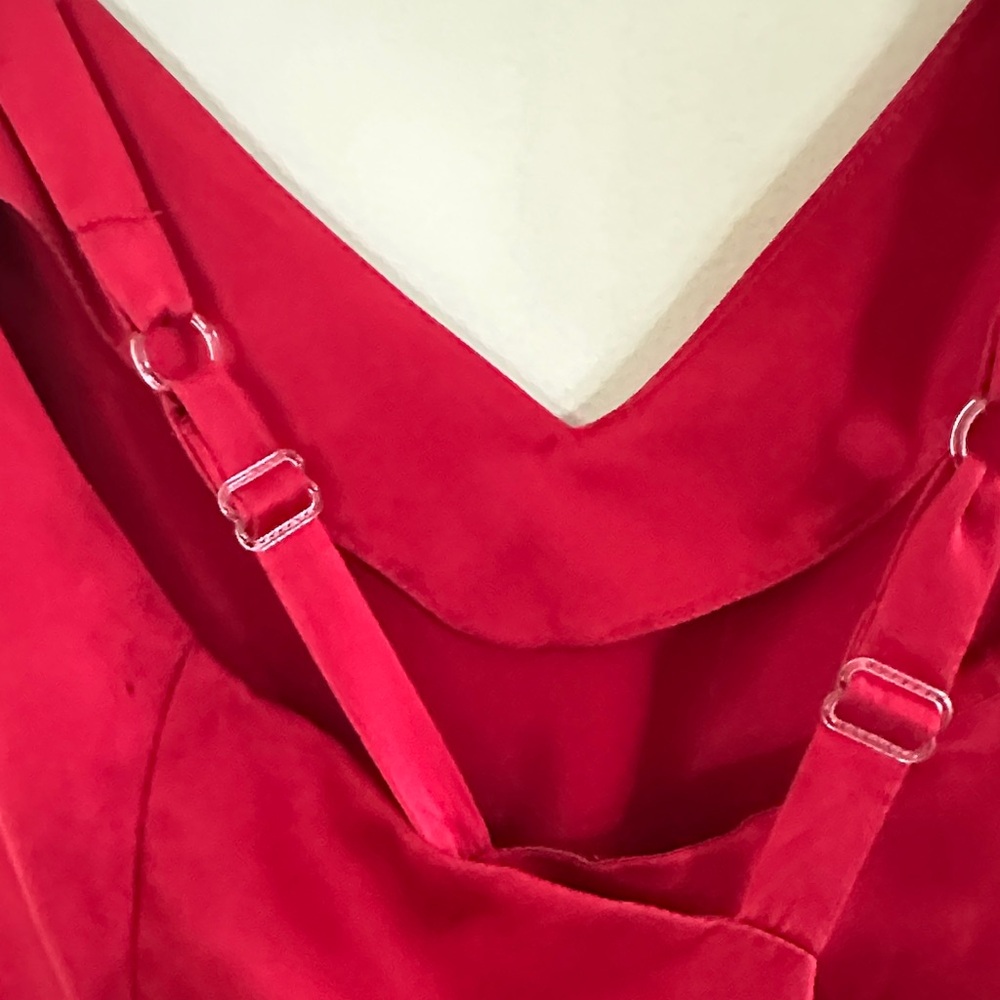 Vintage Cacique 100% SILK Ruby Red Chemise, L - Picture 4 of 9